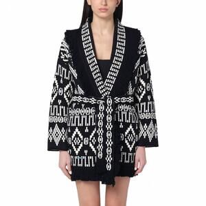 NEW ALANUI jungle beat cardigan in black-white